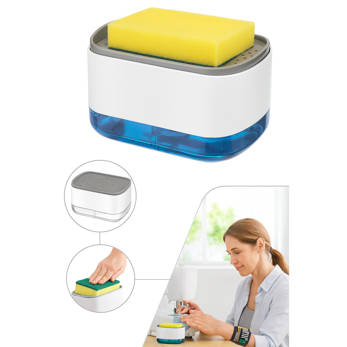 Porta esponja con dispenser de jabon