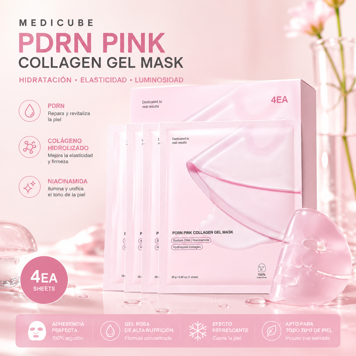 Kit de 4 Medicube PDRN Pink Collagen Gel Mask