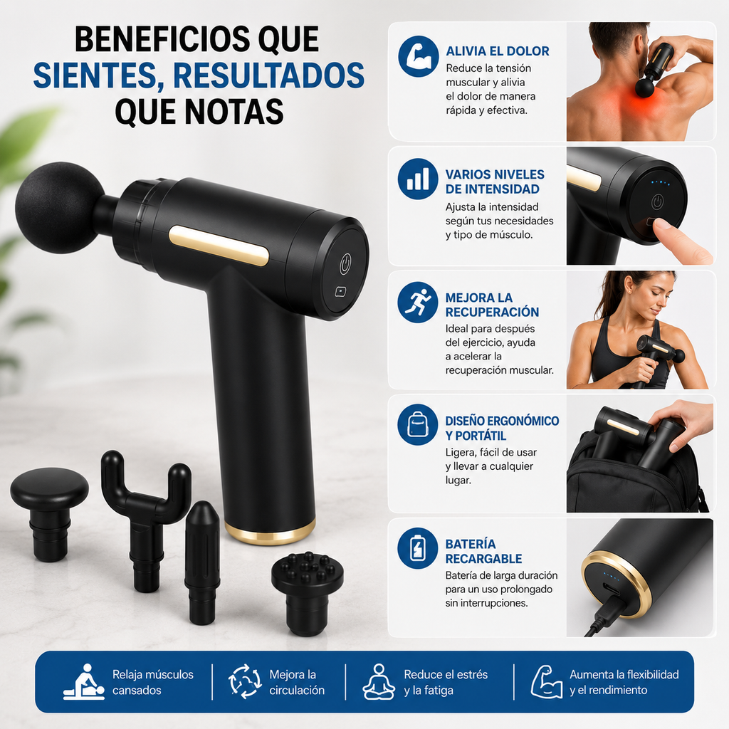 Pistola de Masaje Muscular 4 en 1