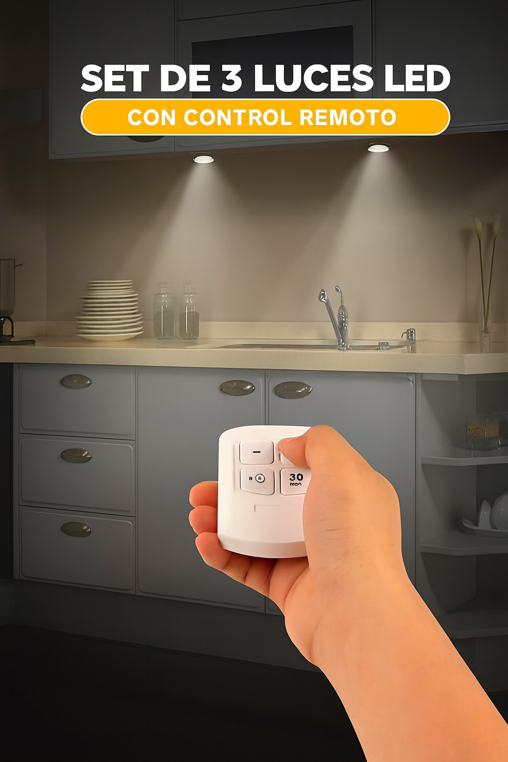 SET DE 3 LUCES LED + 1 CONTROL REMOTO