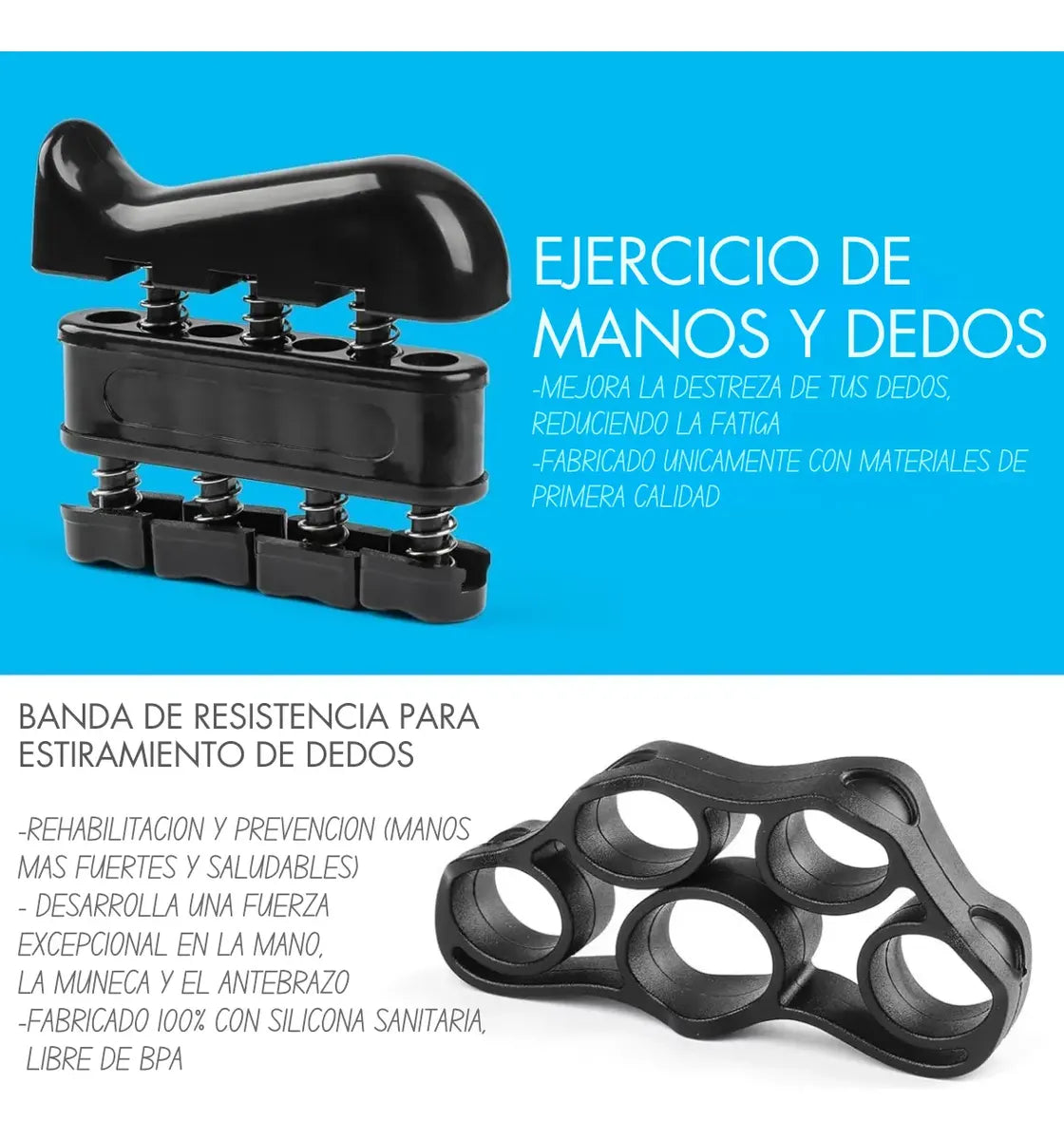 Ejercitador de Manos · Kit 5 en 1 · 5 a 60 kg Ajustable